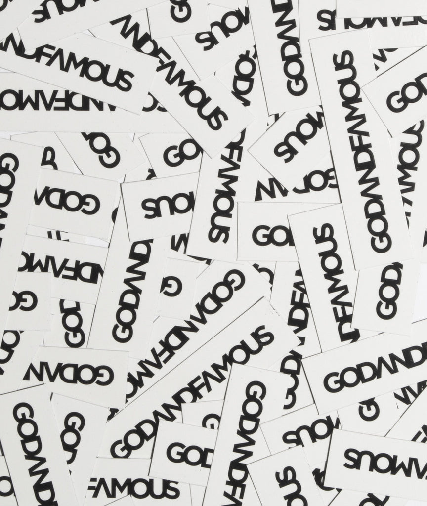 God and Famous Reverse Box Logo Sticker - 3 in